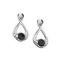 Earrings Whitby Jet And Silver Teardrop