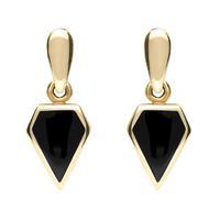 Earrings Whitby Jet And Yellow Gold Dinky Kite Drop