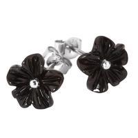 Earrings Whitby Jet And Silver Large Petal Stud