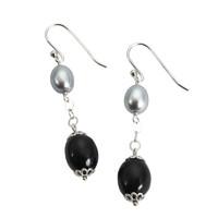 Earrings Whitby Jet And Silver Medium Oval Bead Drop