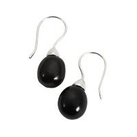 Earrings Whitby Jet And Silver Oval Bead Hook