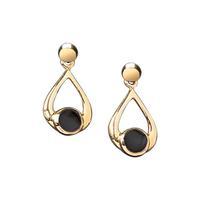 Earrings Whitby Jet And Yellow Gold Drop