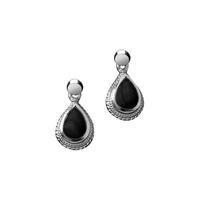 Earrings Whitby Jet And Silver Pear Shaped Drop