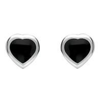 Earrings Whitby Jet And Silver Small Heart Stud