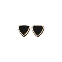 Earrings Whitby Jet And Yellow Gold Curved Triangle Stud