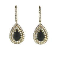 Earrings Whitby Jet And Yellow Gold Diamond Drop