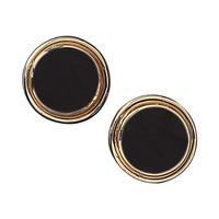 Earrings Whitby Jet And Yellow Gold Round Classic Stud