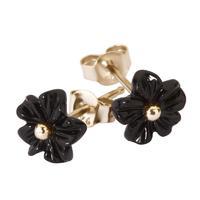 Earrings Whitby Jet And Yellow Gold Small Petal Stud
