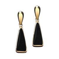 Earrings Whitby Jet And Yellow Gold Triangle Drop