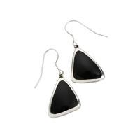 Earrings Whitby Jet And Silver Abstract Triangle Hook Drop