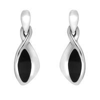 Earrings Whitby Jet And Silver Freeform Drop