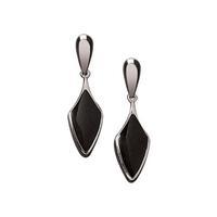 Earrings Whitby Jet And Silver Kite Shaped Drop