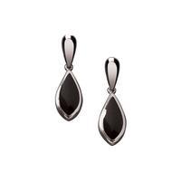 Earrings Whitby Jet And Silver Pointed Pear Drop
