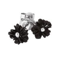 Earrings Whitby Jet And Silver Pointed Petal Stud