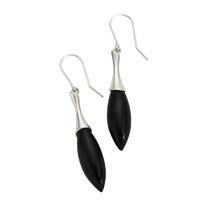 Earrings Whitby Jet And Silver Tapered Drop