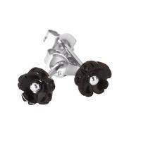 Earrings Whitby Jet And Silver Tiny Petal Stud
