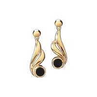 Earrings Whitby Jet And Yellow Gold Double Twist Drop
