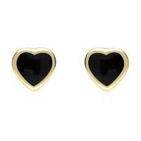 Earrings Whitby Jet And Yellow Gold Large Heart Stud