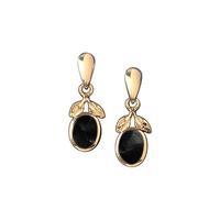 earrings whitby jet and yellow gold leaf drop