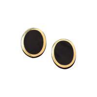 Earrings Whitby Jet And Yellow Gold Oval Flat Omega Stud
