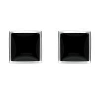 Earrings Whitby Jet And Silver Modern Flat Square Stud