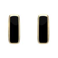 Earrings Whitby Jet And 9ct Yellow Gold Dinky Oblong Stud