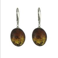 Earrings Baltic Amber And Silver Egg Drop