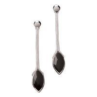 Earrings Whitby Jet And Silver Long Marquise Oval Drop