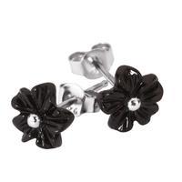 Earrings Whitby Jet And Silver Small Petal Stud