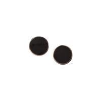 Earrings Whitby Jet And Yellow Gold Medium Classic Round Stud