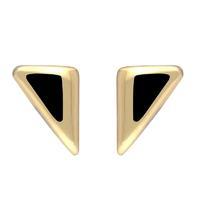 Earrings Whitby Jet And Yellow Gold Freeform Stud