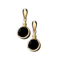 Earrings Whitby Jet And 9ct Yellow Gold Bottle Top Drop