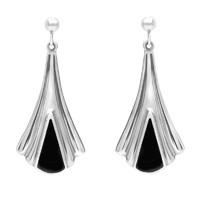 Earrings Whitby Jet And Silver Triangle Fleur Drop