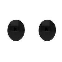 Earrings Whitby Jet And Silver Large Classic Oval Stud