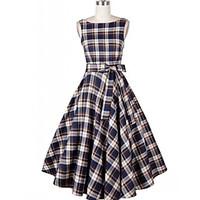 ebay AliExpress explosion models Hepburn style retro 50s plaid was thin big skirt tutu dress