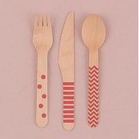 Eco Wood Utensil Set With Pink Print 12