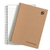 Eco Notebook Wirebound Hard Cover Recycled 80gsm A5 Manilla Pack 5