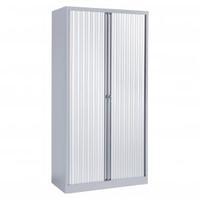 Economy tall steel storage cupboard with tambour doors supplied empty