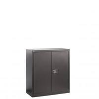Economy low steel storage cupboard with one shelf in black