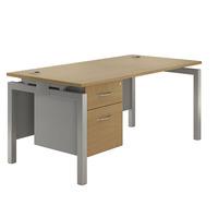 eco silver bench leg rectangular desk and single pedestal w 1200mm map ...