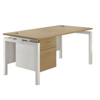 Eco White Bench Leg Rectangular Desk and Single Pedestal W 1200mm Beech