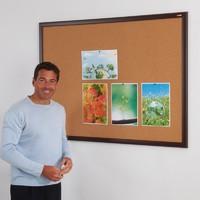 Eco-Friendly Noticeboard Mahogany Frame Burgundy Cloth 600mm x 900mm