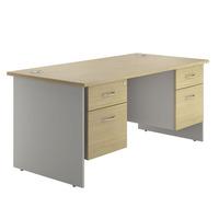 eco panel end rectangular desk and twin pedestals oak