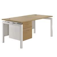 Eco White Bench Leg Rectangular Desk and Single Pedestal W 1200mm White