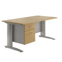 Eco Premium Rectangular Desk and Single Pedestal W 1600mm Beech