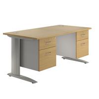 Eco Premium Rectangular Desk and Twin Pedestals Oak