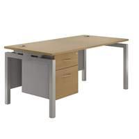 eco silver bench leg rectangular desk and single pedestal w 1200mm bee ...