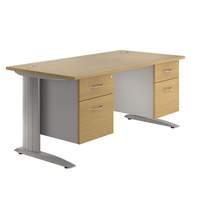 Eco Premium Rectangular Desk and Twin Pedestals White