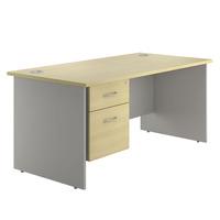 Eco Panel End Rectangular Desk and Single Pedestal 1600 Beech Maple