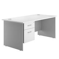 Eco Panel End Rectangular Desk and Single Pedestal 1600 White